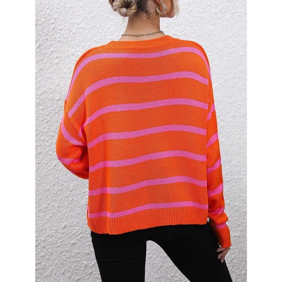 🌟 minimalist preppy Striped oversized Sweater - Picture 4 of 11